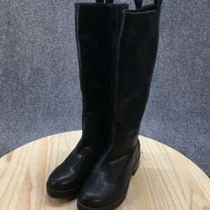 New Day Boots Womens 6' Tall Riding Black Faux Leather Round Toe